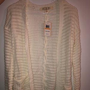 NWT PINK ROSE WHITE CARDIGAN BRAND NEW